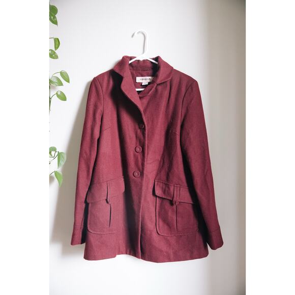 Women's HYDRAULIC Wool Blend Coat Jacket Maroon Color Size Large - Picture 1 of 6